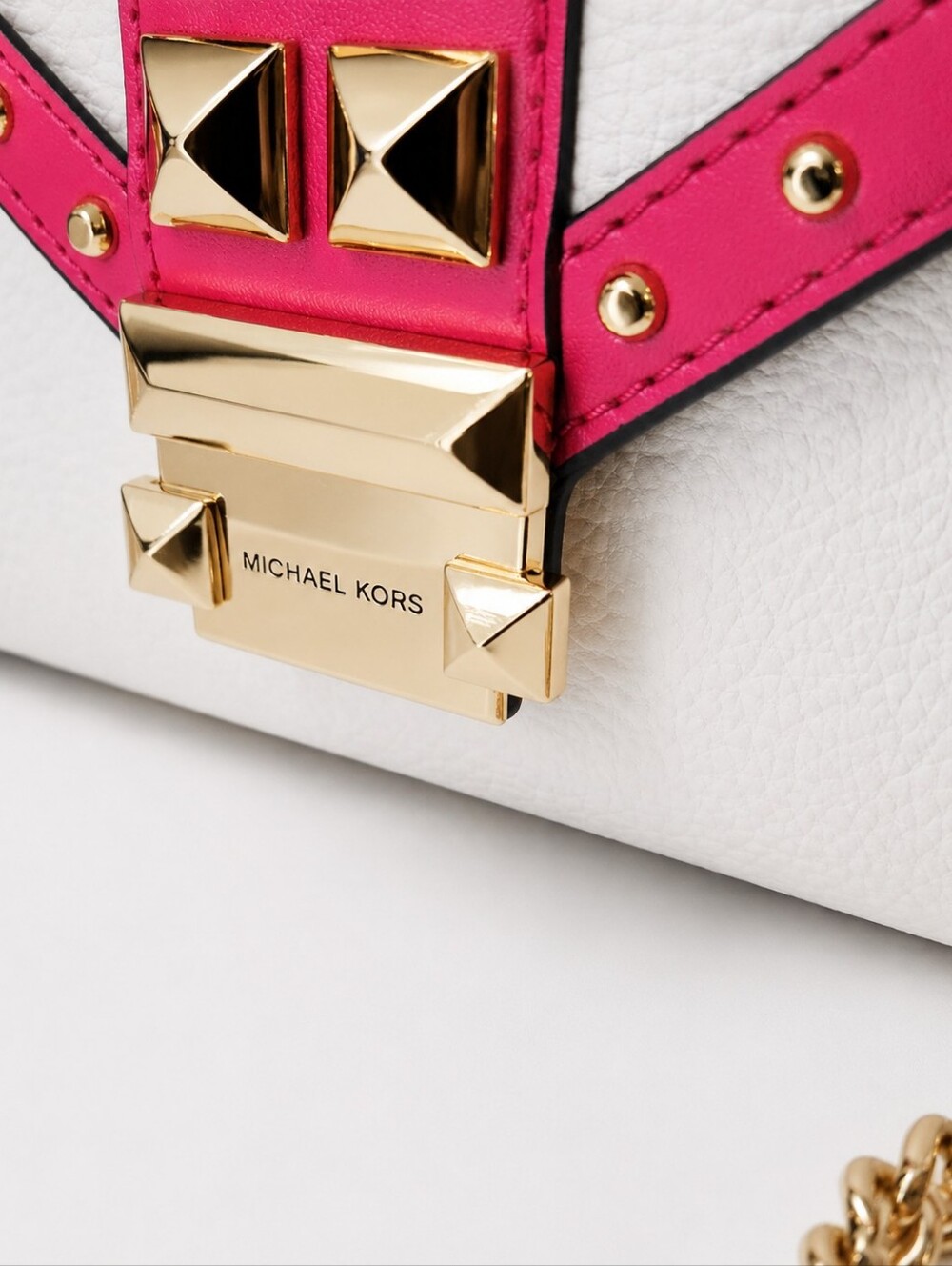 NEW Michael Kors Pink Whitney Gold Studded Crossbody With Dustbag - Picture 4 of 7